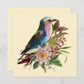 薄紫焼きローラーバード熱帯協定。 招待状 (正面/裏面)