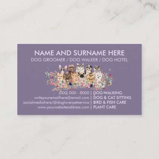 薄紫犬の猫 名刺 (裏面)