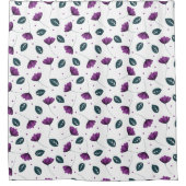 薄紫白いBgシャワーカーテンの上の花 シャワーカーテン (正面)