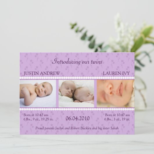 薄紫真珠双生児の発表 案内状 (スタンド正面)