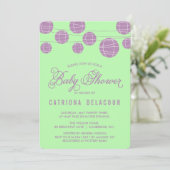 薄紫紙ランタングリーンベビーシャワー招待状 招待状 (スタンド正面)