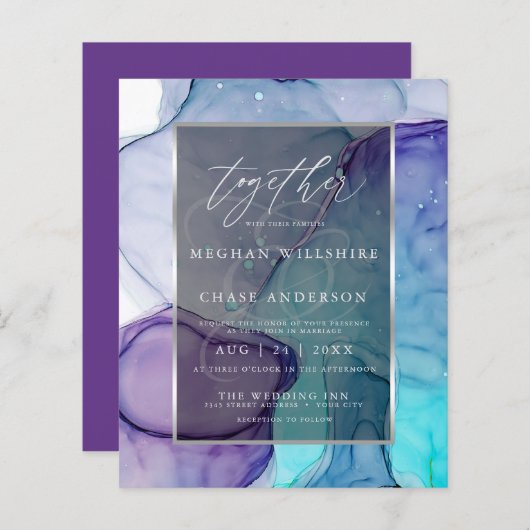 薄紫素晴らしアクア液抽象芸術インク (正面/裏面)