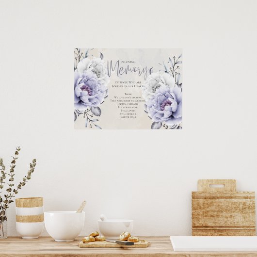 薄紫素朴とアラバスターピーニーフローラ記念碑 ポスター (キッチン)