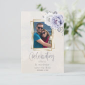 薄紫素朴とアラバスター牡丹フローラ結婚ズ 招待状 (スタンド正面)