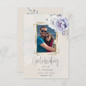 薄紫素朴とアラバスター牡丹フローラ結婚ズ 招待状 (正面/裏面)