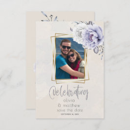 薄紫素朴とアラバスター牡丹フローラ結婚ズ 招待状