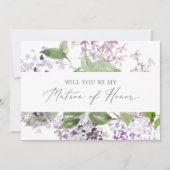 薄紫素朴名案カード 招待状 (正面)