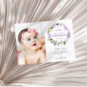 薄紫素朴花写真最初の聖餐式 招待状