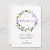 薄紫素朴花赤ちゃんシャワー招待状 招待状 (正面)