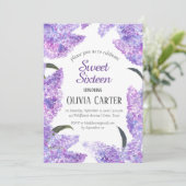 薄紫素朴Sweet sixteenラベンダー誕生日 招待状 (スタンド正面)
