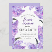 薄紫素朴Sweet sixteenラベンダー誕生日 招待状 (正面/裏面)