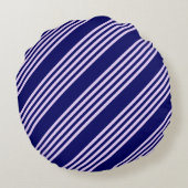 薄紫紫とネイビーブルー五ストライプ色 ラウンドクッション (裏面)