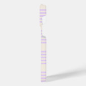 薄紫紫とベージュ五ストライプ色 iPhoneケース (左側面)