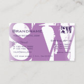 薄紫紫とモダン白シックとイニシャル 名刺 (裏面)
