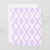 薄紫紫と白のダイヤモンドパターン 出欠カード (正面/裏面)