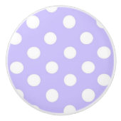 薄紫紫と白の水玉模様パターン セラミックノブ (正面)