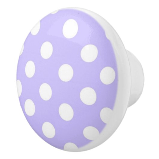 薄紫紫と白の水玉模様パターン セラミックノブ (右)