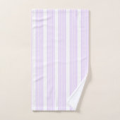 薄紫紫と白の5つのパタストライプーン バスタオルセット (ハンドタオル)