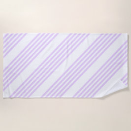 薄紫紫と白の5つのパタストライプーン ビーチタオル