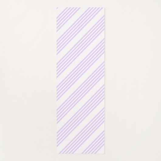 薄紫紫と白の5つのパタストライプーン ヨガマット (正面)