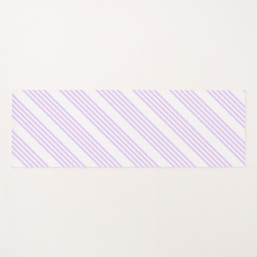 薄紫紫と白の5つのパタストライプーン ヨガマット (正面(横))