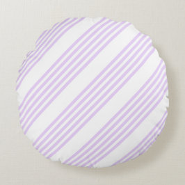 薄紫紫と白の5つのパタストライプーン ラウンドクッション