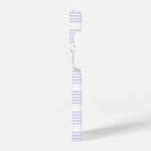 薄紫紫と白の5つのパタストライプーン iPhoneケース (左側面)