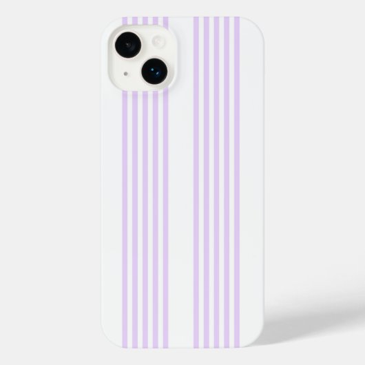 薄紫紫と白の5つのパタストライプーン iPhoneケース (裏面)