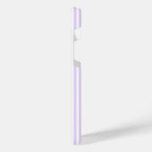 薄紫紫と白の5つのパタストライプーン iPhoneケース (左側面)