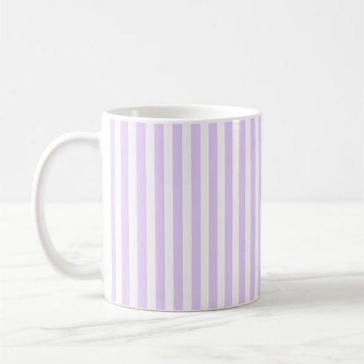 薄紫紫と白ストライプ菓子 コーヒーマグカップ (左)