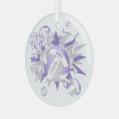 薄紫紫のガーリーグレーバレーボール ガラスオーナメント (正面左)