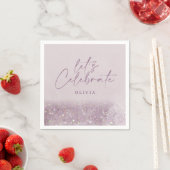 薄紫紫のグリッターエレガントの誕生日は美しい スタンダードカクテルナプキン (インサイチュ)