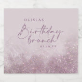 薄紫紫のグリッターエレガント誕生日ブランチシック スパークリングワインラベル (シングルラベル)