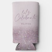 薄紫紫のグリッターエレガント誕生日ブランチシック スリム缶クーラー (正面)