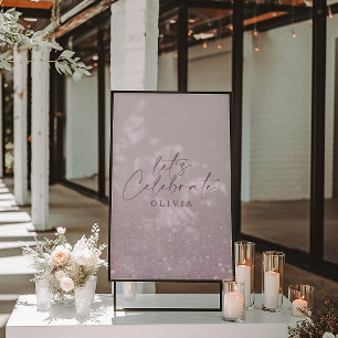 薄紫紫のグリッターエレガント誕生日ブランチシック フォトプリント           