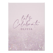 薄紫紫のグリッターエレガント誕生日ブランチシック フォトプリント            (正面)