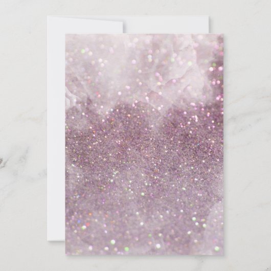 薄紫紫のグリッターエレガント誕生日ブランチシック 招待状 (裏面)