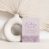 薄紫紫のグリッターエレガント誕生日ブランチシック 招待状