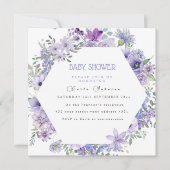 薄紫紫のフローラの赤ちゃんシャワー シーズンカード (正面)