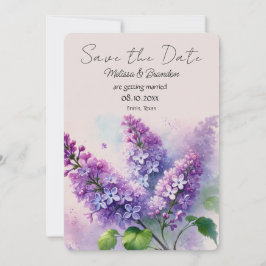 薄紫紫のフローラ素朴結婚式の日付を保存 招待状
