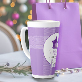 薄紫紫エレガントタータンチェックモノグラム カフェラテマグ