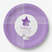 薄紫紫エレガントタータンチェックモノグラム ペーパープレート (正面)
