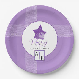 薄紫紫エレガントタータンチェックモノグラム ペーパープレート