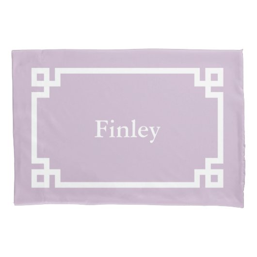 薄紫紫ギリシャ鍵モノグラム標準 枕カバー (正面)