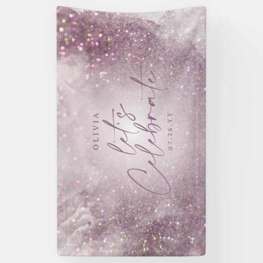 薄紫紫グリッターエレガント誕生日バユニークーネ 横断幕 (縦)