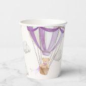 薄紫紫テディベア熱気球 紙コップ (裏面)