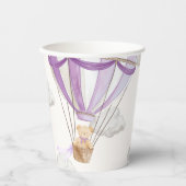 薄紫紫テディベア熱気球 紙コップ (正面)