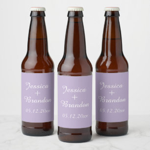 薄紫紫バイオレットシンプルエレガントな結婚式 ビールラベル