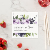 薄紫紫バラフローラ水色ラブズ結婚ズ スタンダードカクテルナプキン (インサイチュ)