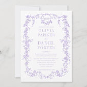 薄紫紫フォトフローラビクトリアン結婚の 招待状 (正面)